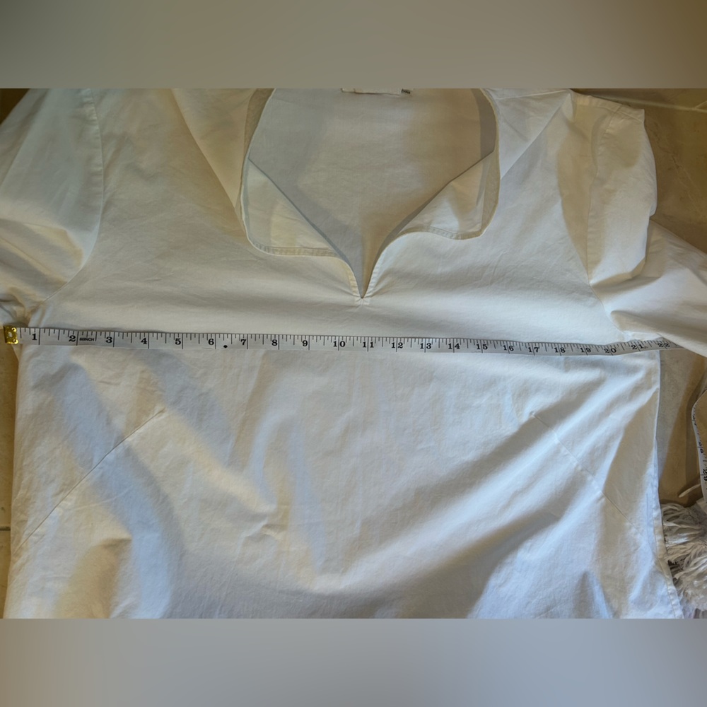 TORY‎ BURCH Sophie Fringed Crochet Trimmed 100% Cotton Poplin Top Size 12 - Picture 10 of 10